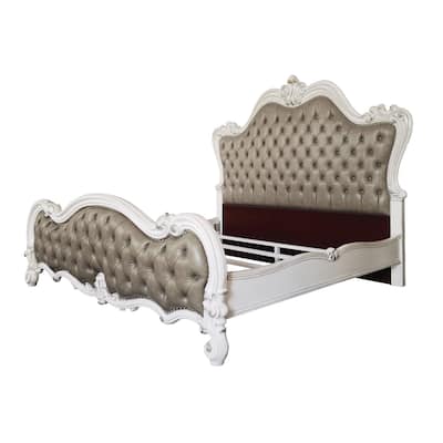 Queen Size Bed Frame - Modern Bedroom Furniture - Upholstered Platform Bed - Gray Finish