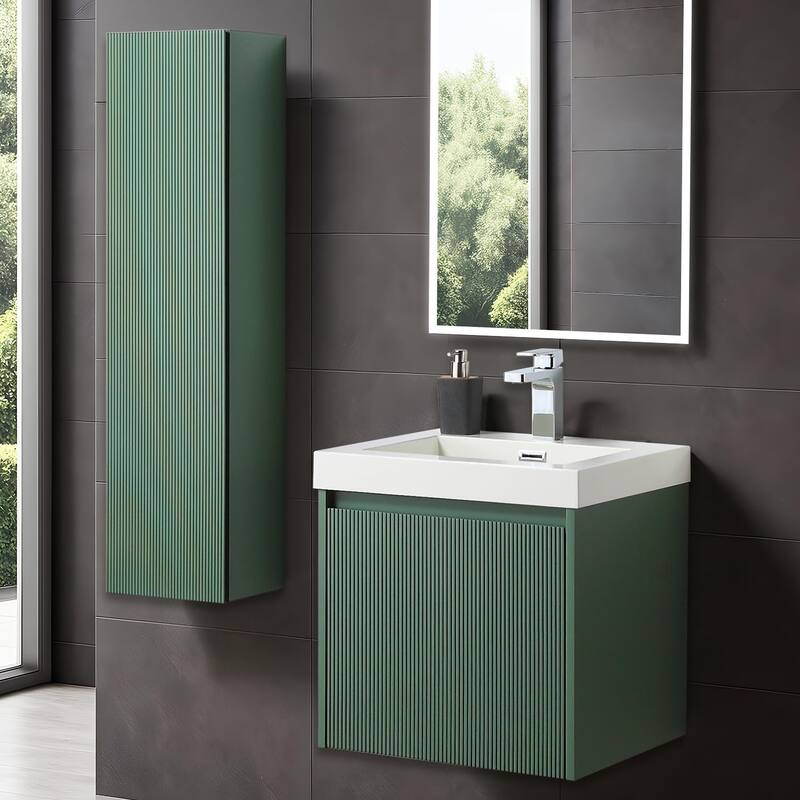 Blossom Positano 20" Floating Vanity with Sink & Side Cabinet - Aventurine Green