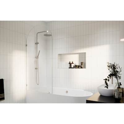 Maven 34 in. x 66.75 in. Single Fixed Frameless Arched Bathtub Panel