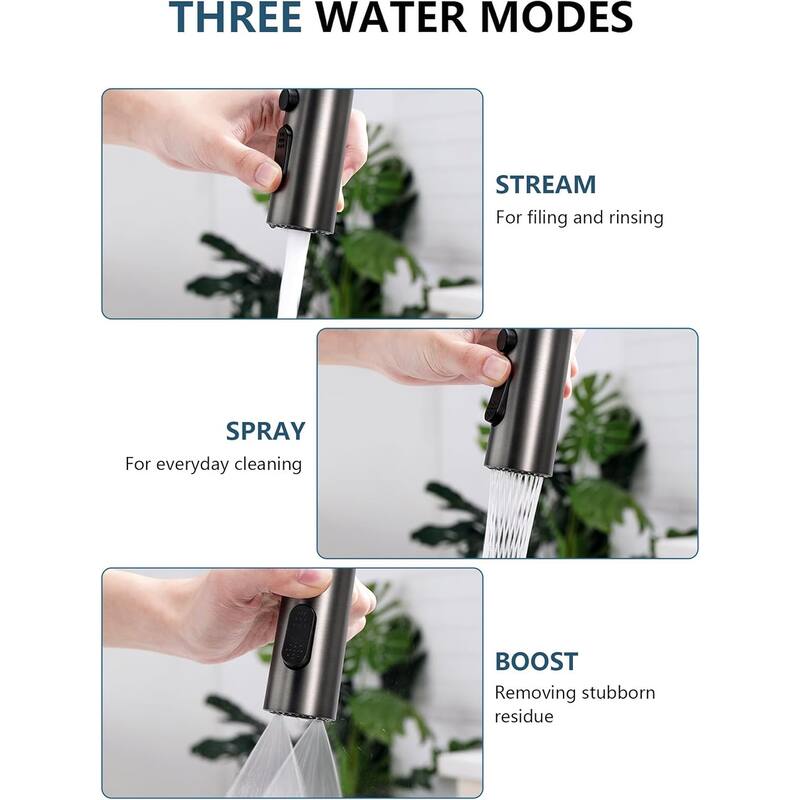 Lefton Touchless Pull-Out Kitchen Faucet, Hands Free Motion Sensor Activated, Battery-Free Temperature Display, KF2206