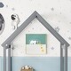 preview thumbnail 5 of 7, Full Roof-Framed Headboard Floor Bed Frame w/Headboard Guardrails,Grey