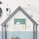 preview thumbnail 4 of 8, Grey Full Size Pine Wood Roof-framed Headboard Floor Bed