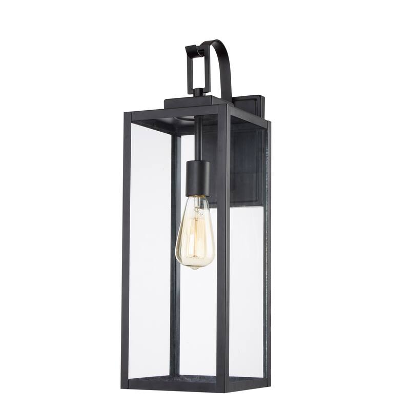 1-Light 22.48in Matte Black Outdoor Wall Lantern with Clear Glass Shade - 1 Pack - Black