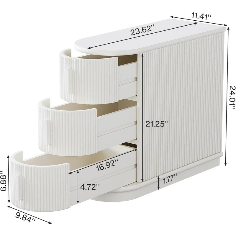 3-Drawer Wooden End Table, Slim Sofa/Chair Side Table Nightstand for Living Room & Bedroom