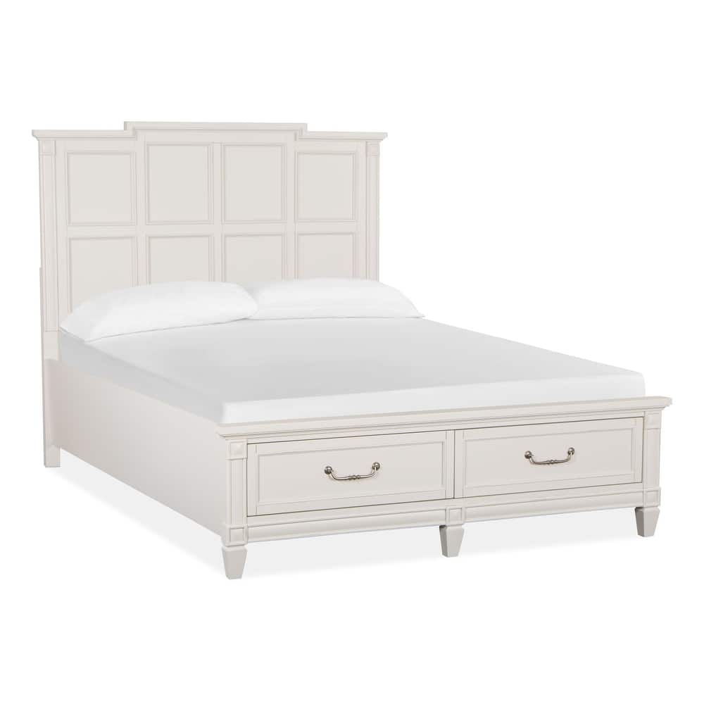 Magnussen Home Willowbrook Egg Shell White With Slight Rub Through Panel Storage Bed