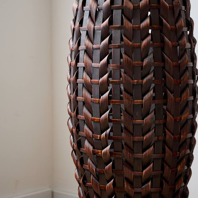 39-Inch Tall Hand-Woven Bamboo Floor Vase - For Dried Or Silk Flower Arrangements