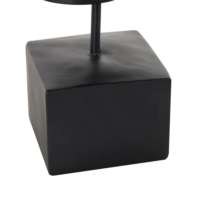 Black Resin Hugging People Decorative Sculpture with Square Base