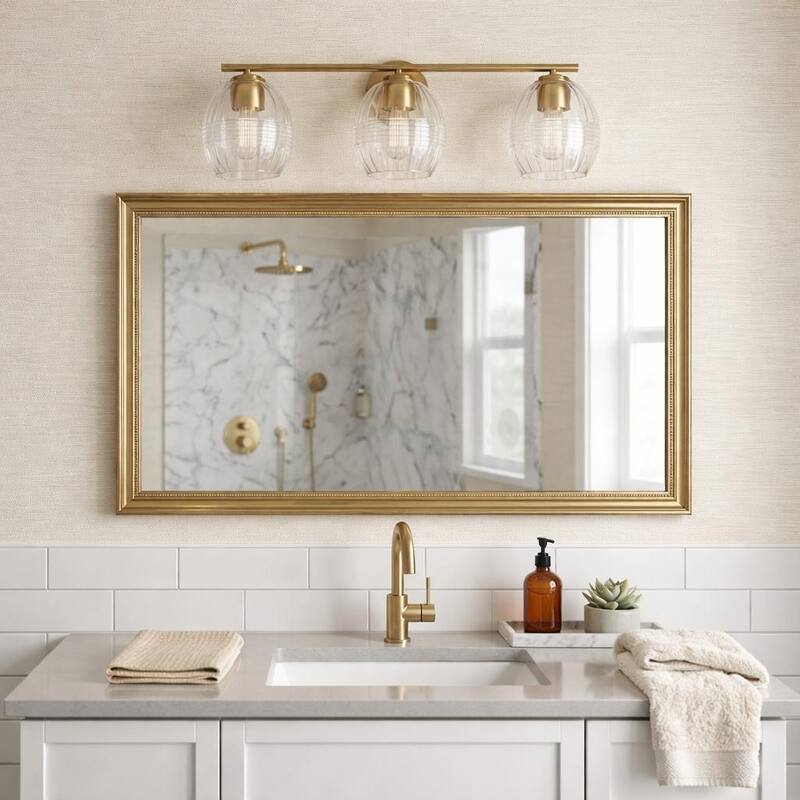 Lunix Three-Light Bathroom Vanity Fixture with Clear Glass Shades
