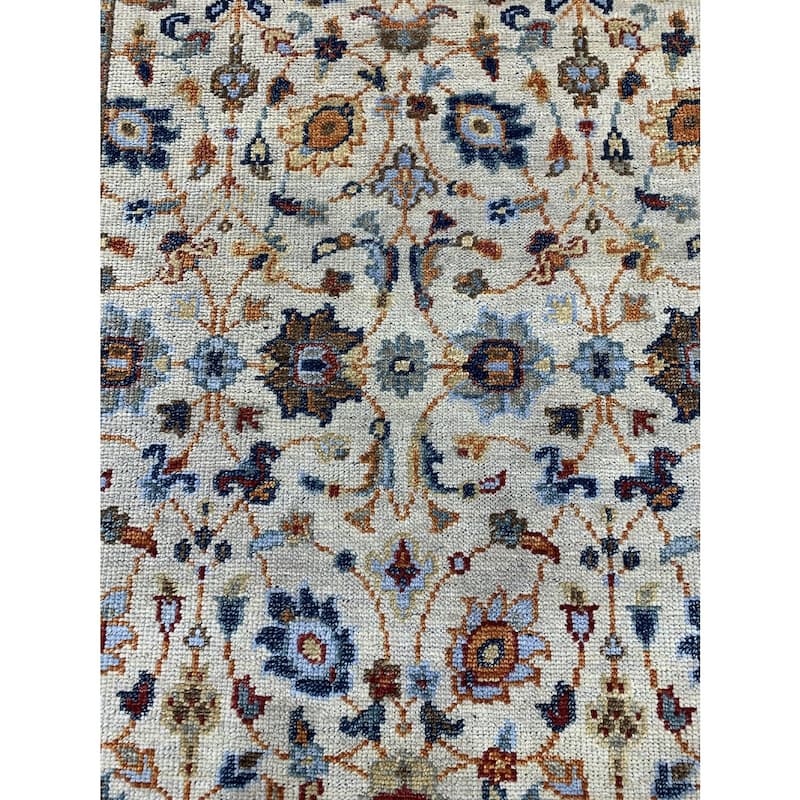 Beige Hand Knotted Wool Traditional Oushak Rug, 9' x 12', soft stylish area accent - L