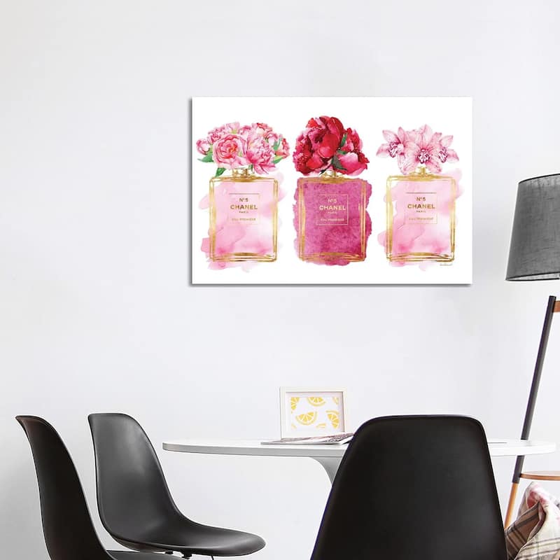 iCanvas "Three Perfume Bottles In Pink" by Amanda Greenwood Canvas Print - 26x40x1.5