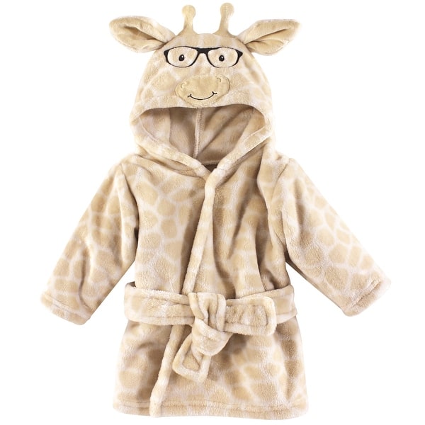 slide 1 of 1, Hudson Baby Infant Plush Animal Face Bathrobe, Nerdy Giraffe, 0-9 Months - Nerdy Giraffe - 0-9 Months 0-9 Months - Nerdy Giraffe