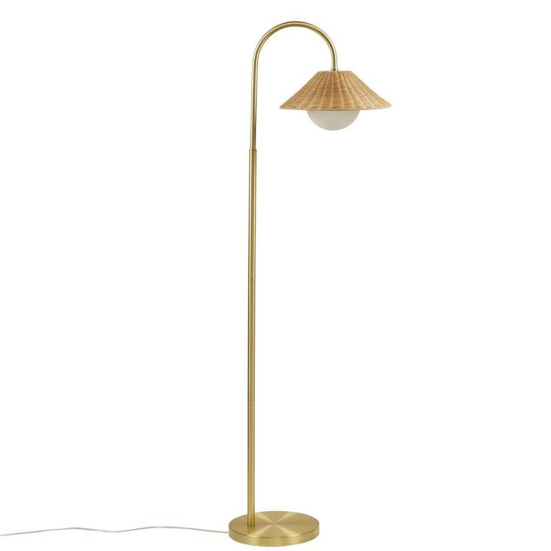 Bohemian Rattan Floor Lamp - Gold