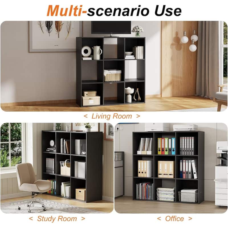 9 Cube Storage Organizer, Bookshelf with 5 Removable Back Panels for Living Room, Bedroom, Home Office - 36"D×36"W×11.6"H
