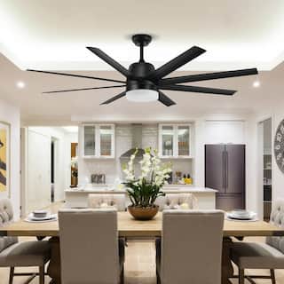 60 Inch Modern Fan Ceiling Fans with Lights and Remote, 3 Color LED Light & 8 Blades