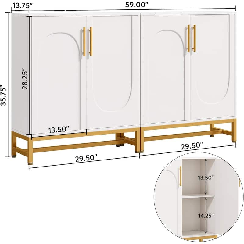 Modern Sideboard Buffet Cabinet Faux Marble with Adjustable Shelf, Storage Cabinet for Living Room/Kitchen/Dining Room/Hallway