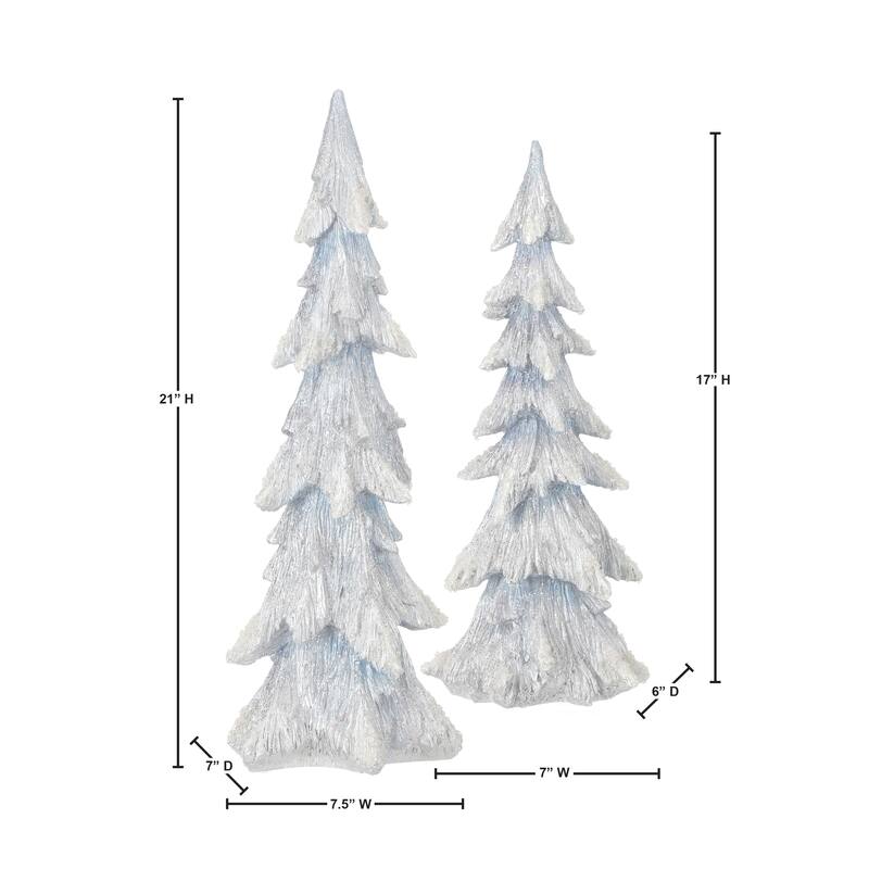 17.5-24" Resin Winter Snowfall Tree Set of 2
