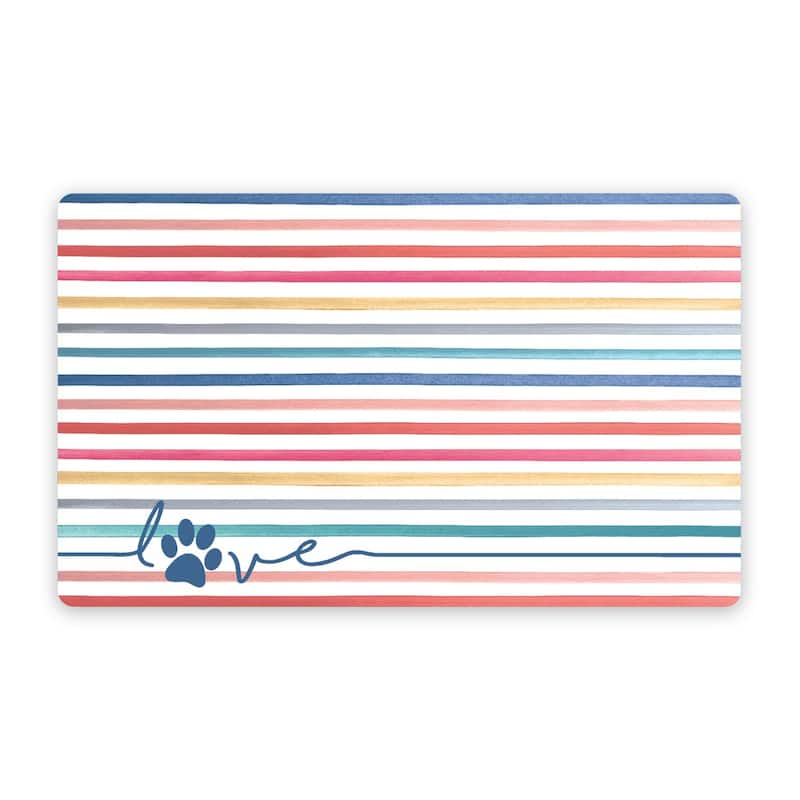 Abode Homewares Love Stripes Melamine Pet Feeding Placemat - 19" x 11.5" - Multicolor - Set of 2