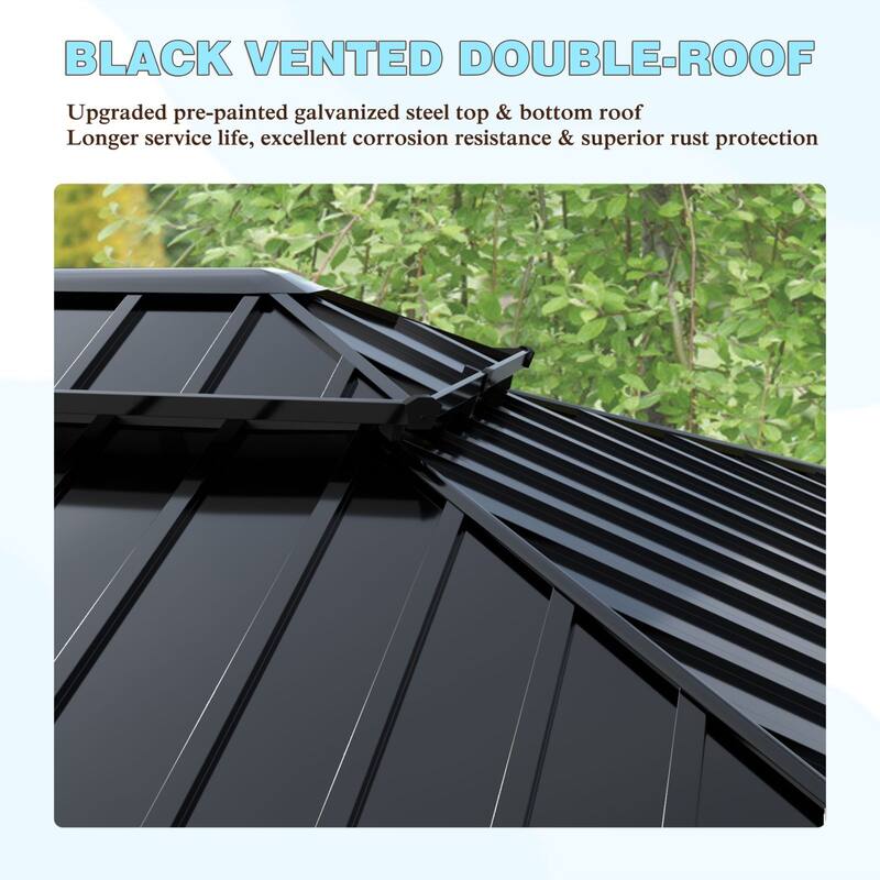 VEIKOUS Aluminum Double Hardtop Gazebo Pergola for Patio, Lawn, and Garden with Removable Netting