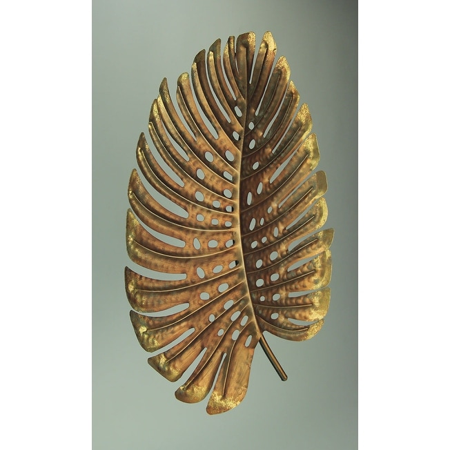 Shop Gold Metal Wall Art Giant 3d Leaf Sculpture 26 Inch Set Of 2
