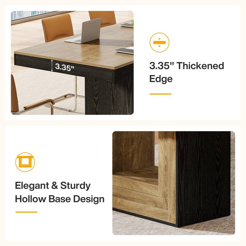 Large Rectangular Conference Table with Sturdy Base