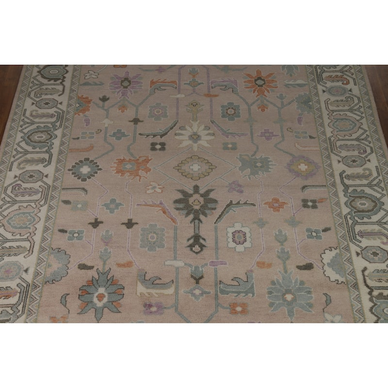 Hand Knotted Oriental 100% Wool Carpet Transitional All-Over Brown Oushak Area Rug - 11' 9'' X 8' 11''