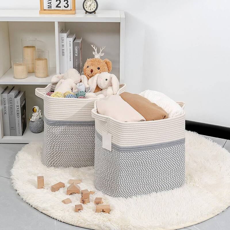 Large Tall Storage Bins Baskets Woven Laundry Hamper Bed Bath