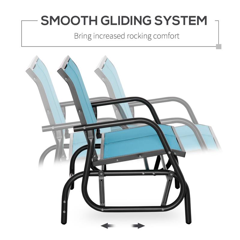 2-Person Outdoor Glider Bench, Patio Double Swing Rocking Chair Loveseat with Powder Coated Steel Frame for Backyard, Garden