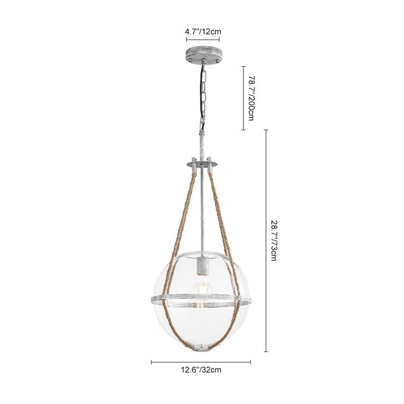 Shabby Chic Hemp Rope Single Glass Globe pendant Light