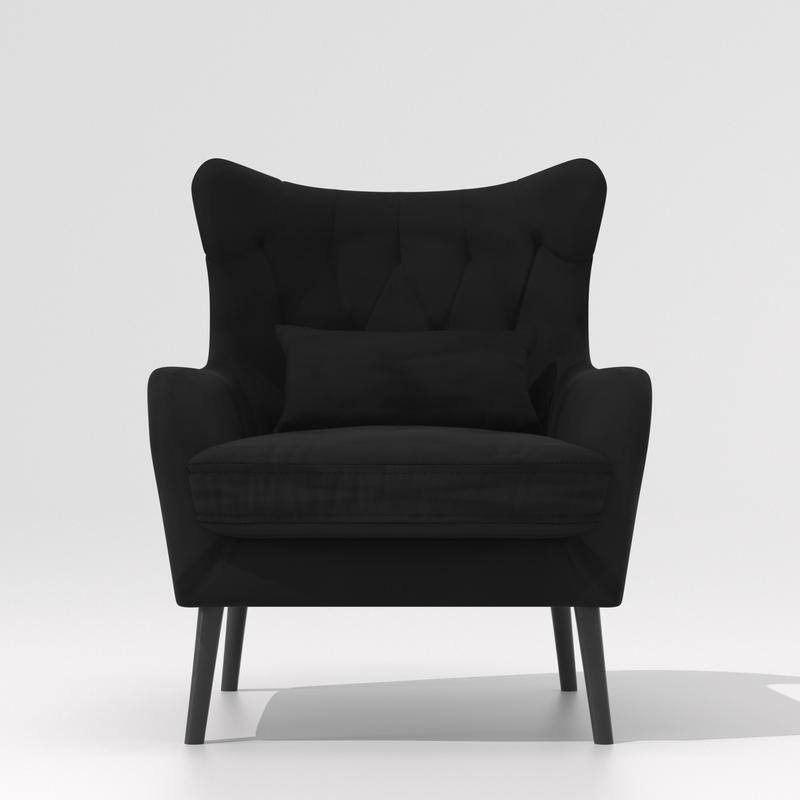 Velvet Tuft Thick Cushion Accent Chair (Set of 2)