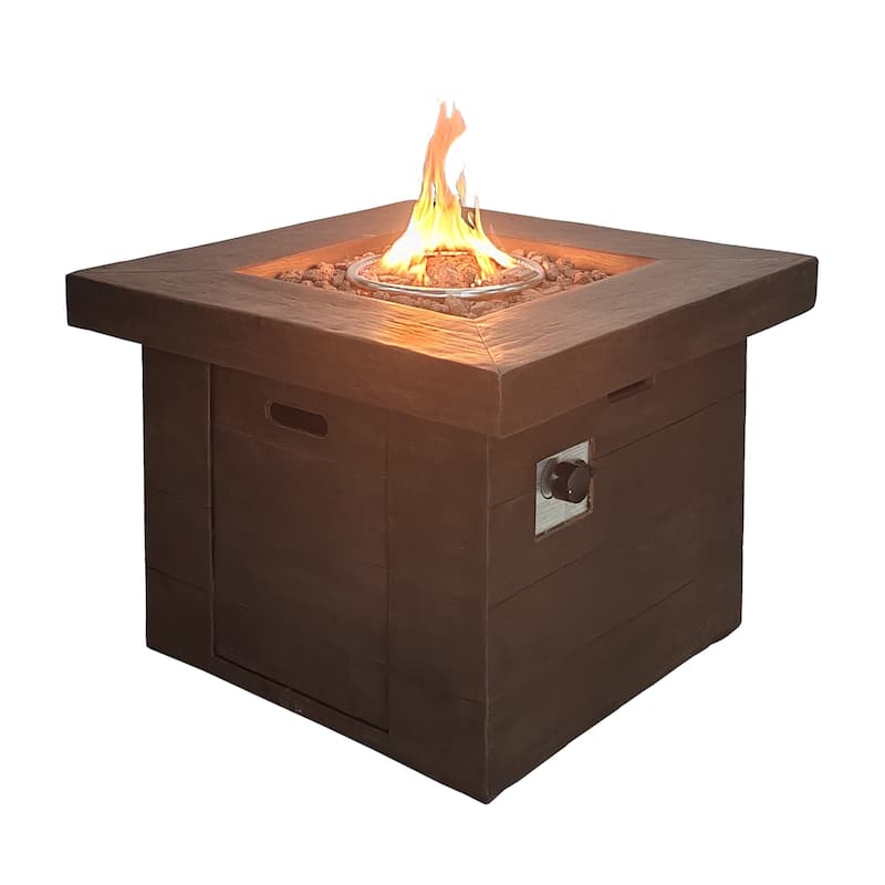 Smokeless Propane Gas Fire Pit - Fireplace for Outdoor Heating - Brown