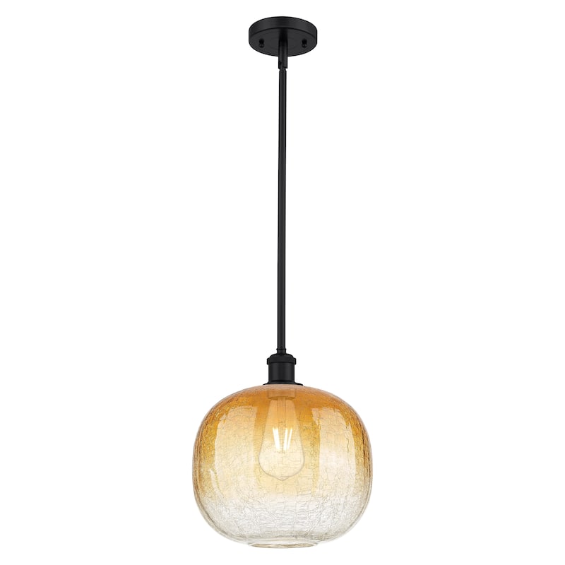 Innovations Lighting Endless Possibilities Ballston - Brookhaven Sphere - 1 Light 11" Stem Hung Mini Pendant - Matte Black/Amber