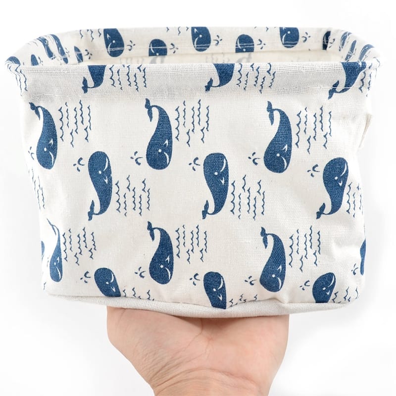 Household Fabric Whale Pattern Makeup Storage Bin Basket Closet Box Container - 21 x 17 x 13cm
