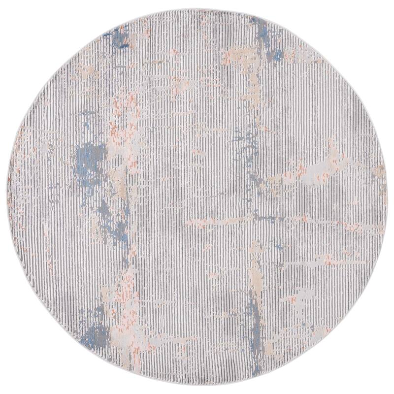 SAFAVIEH Handmade Eternal Assja Modern Abstract Rug - 6'7" Round - Grey/Gold