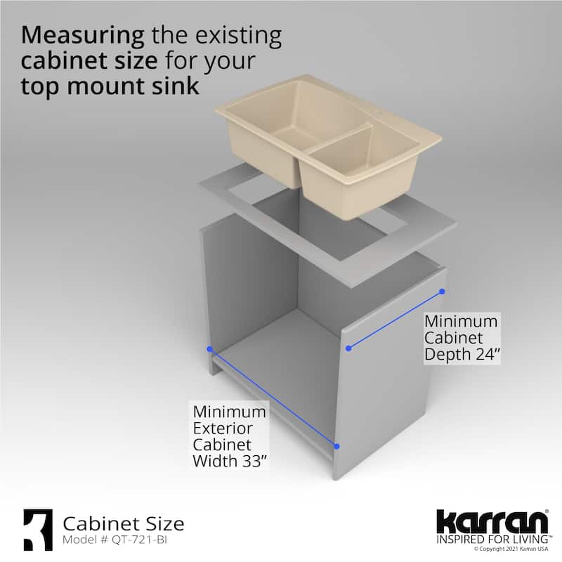 Karran Drop-In Quartz 60/40 Double Bowl Kitchen Sink
