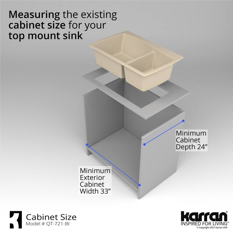 Karran Drop-In Quartz 34 in. Double Bowl 60/40 Kitchen Sink With Bottom Grids and Strainers