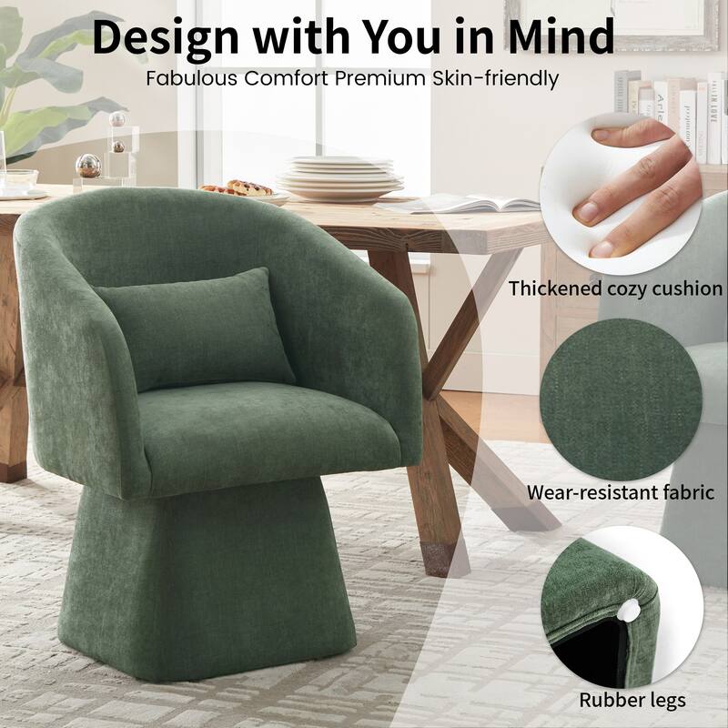360° Swivel Barrel Fabric Upholstered dining chair with Pillow