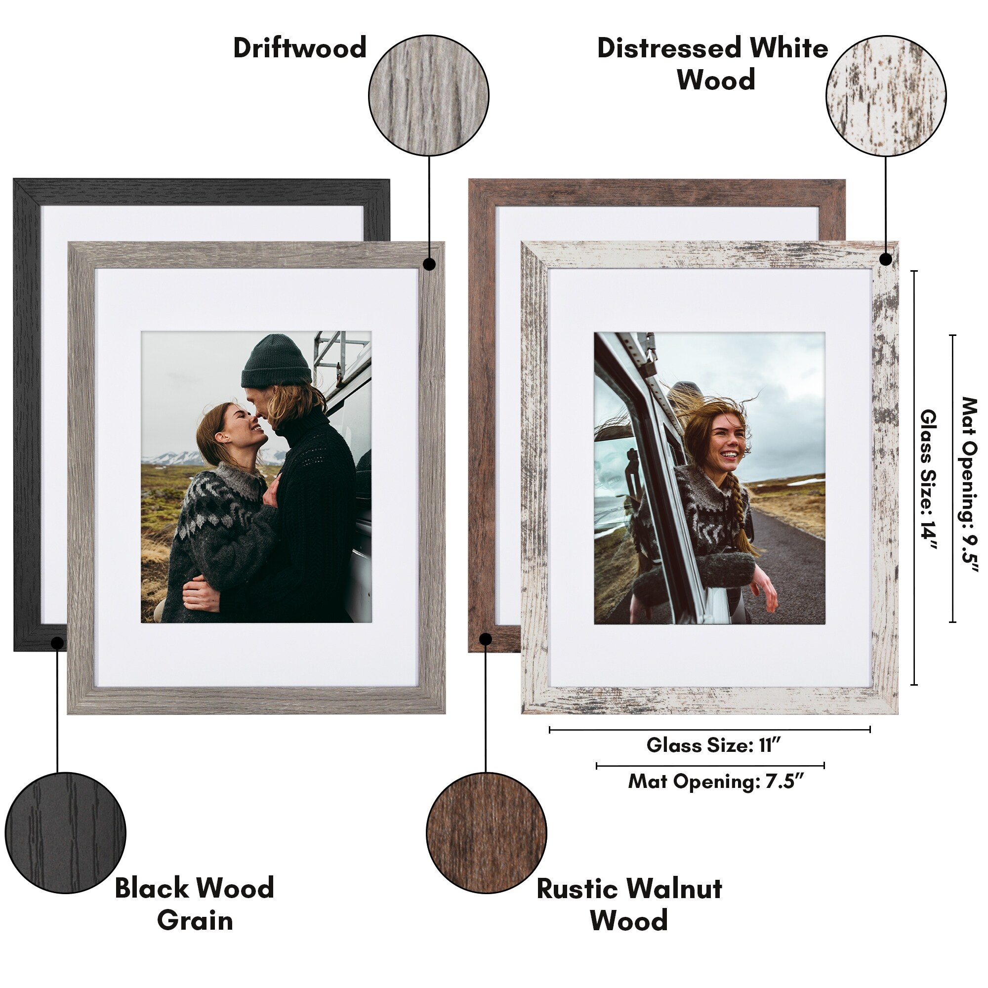 Americanflat Picture Frame Set With Mat - Ideal for Displaying Your Favorite Photos and Artwork-image