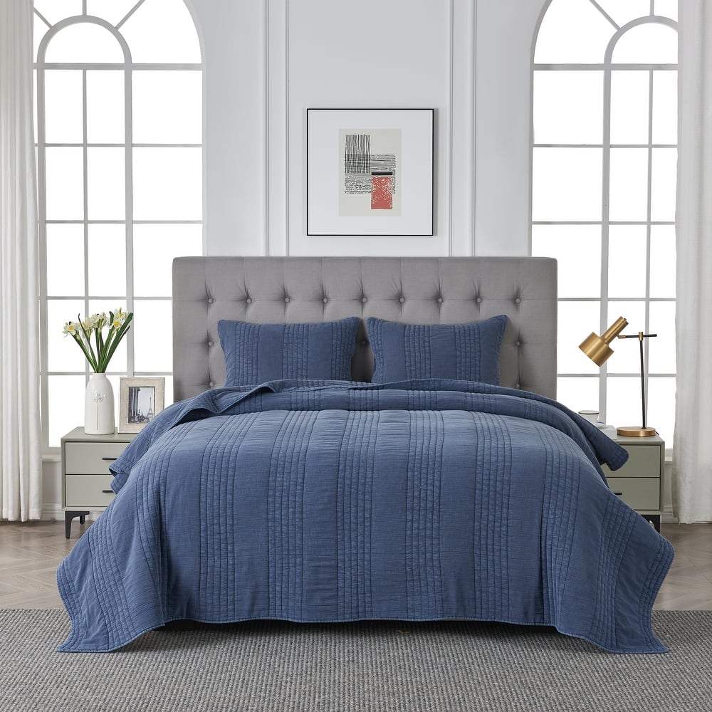 Stonewash Classic Cotton Quilt & Coverlet Set