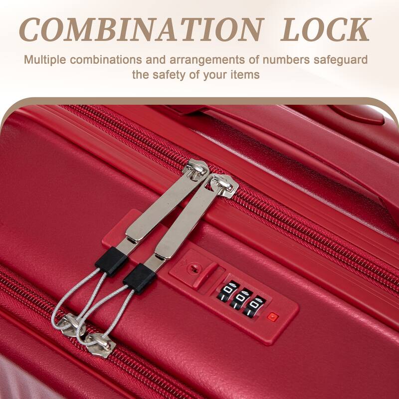 14"/20" 2 pcs/set in ABS Spinner Wheel Luggage, with Combination Lock and Front Opening Design, 14" Cosmetic Case