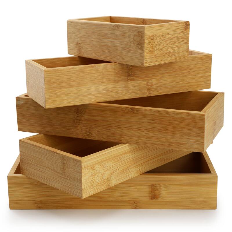 MegaChef 5 Piece Bamboo Storage and Organization Trays