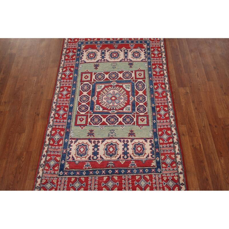 Kazak Foyer Rug Hand-Knotted Oriental Wool Carpet - 3'2" x 5'5"