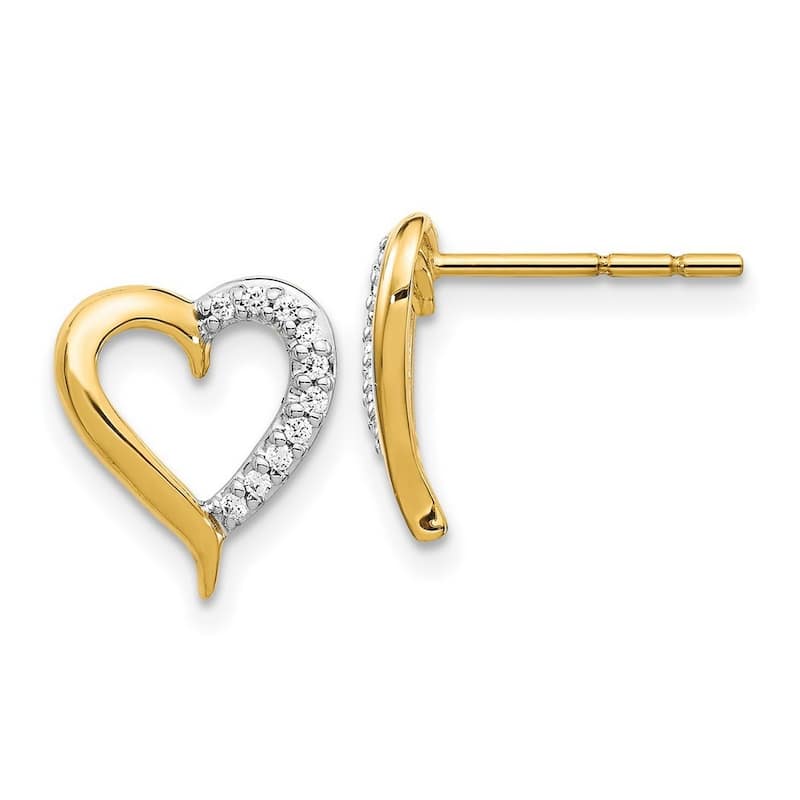 Curata 14k Gold Diamond Post Earrings - 10x9mm Wide