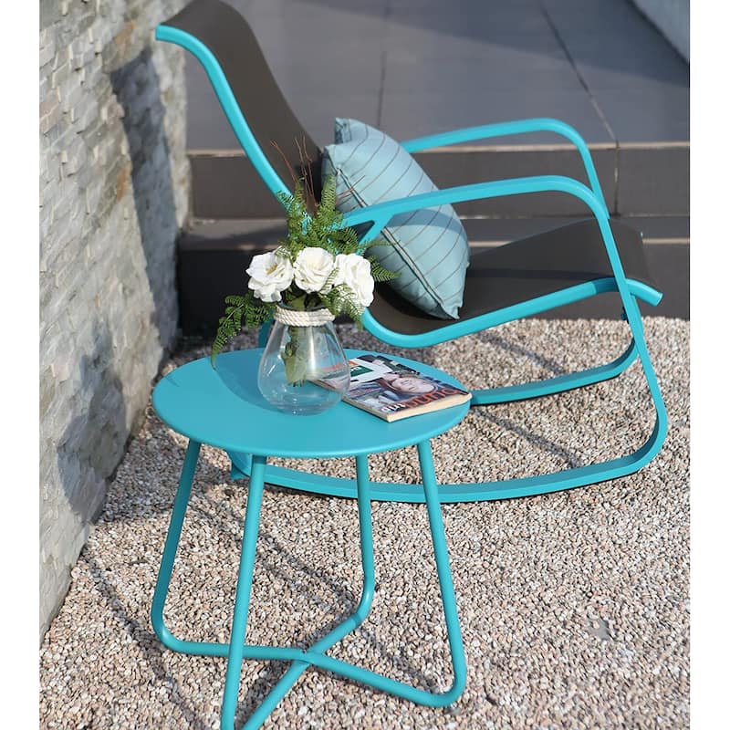 Clihome Outdoor Modern Steel Round Accent Side Table