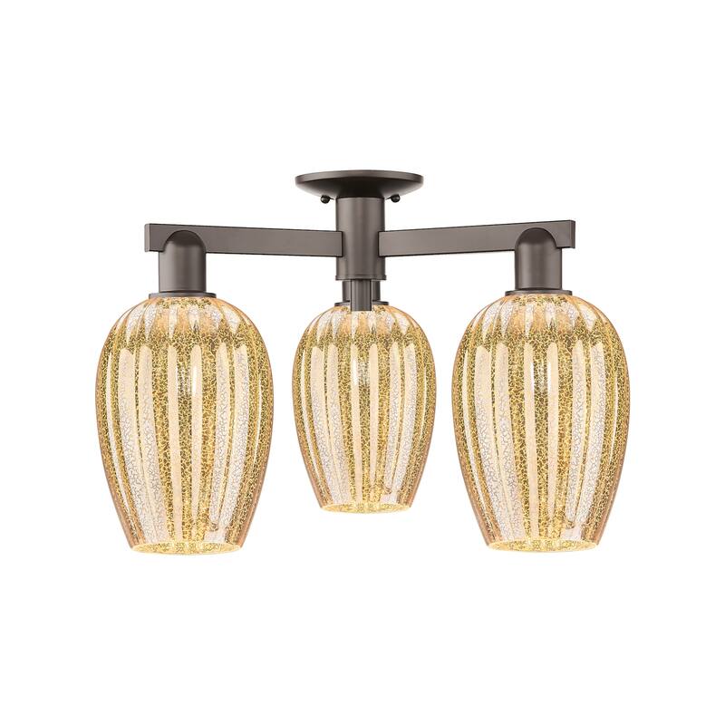 Innovations Lighting 716-3F-14-24 Preston Semi-Flush Preston 3 Light - Oil Rubbed Bronze / Mercury