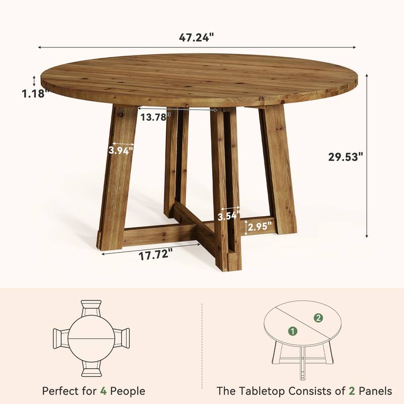 47-Inch Solid Wood Conference Table for 4-6