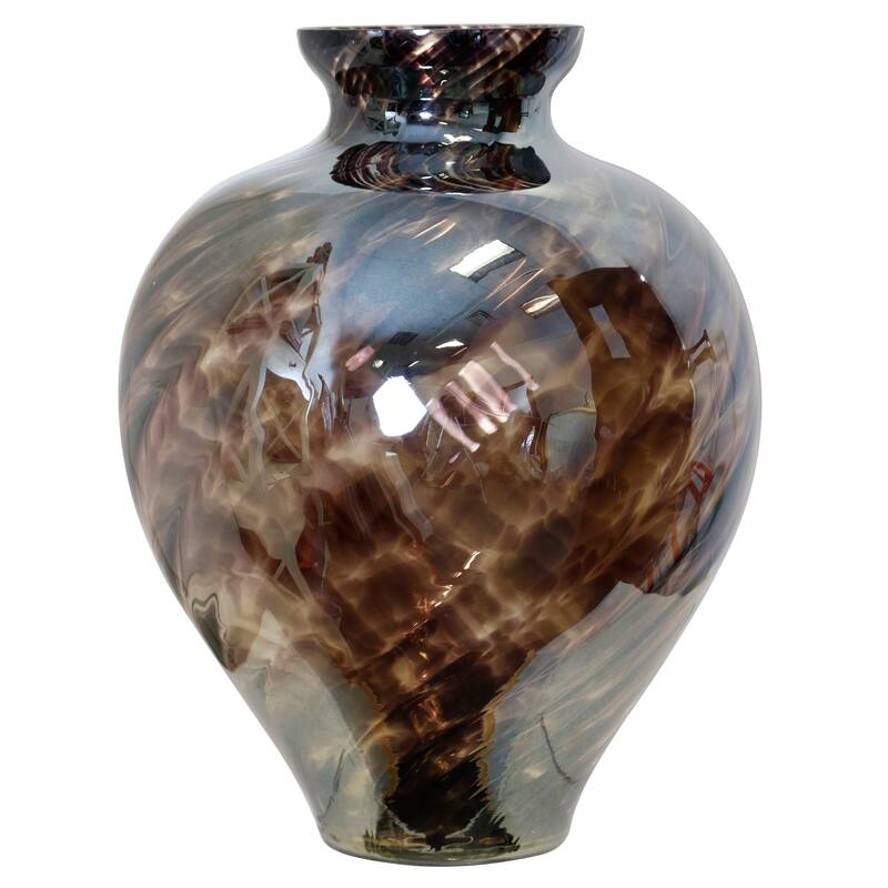 StyleCraft 17" Leonardo Spiral Vase - Brown and Taupe Finish - Brown