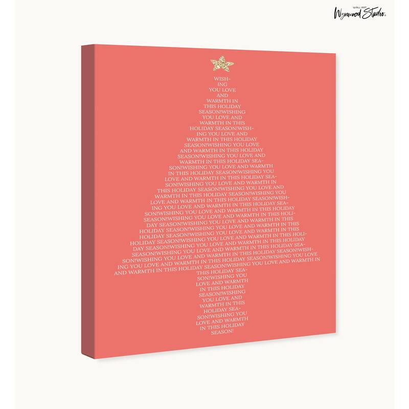 Wynwood Studio Canvas Holiday and Seasonal Message in a Pine Tree Pink Modern & Contemporary Wall Art Canvas Print