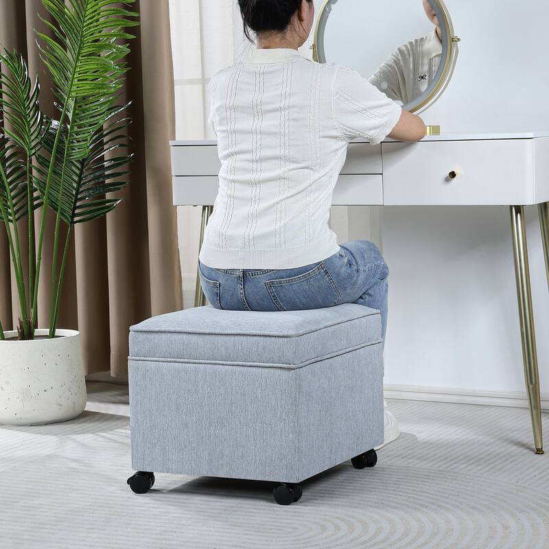 Adeco Square Storage Ottoman 17 inch Footstool