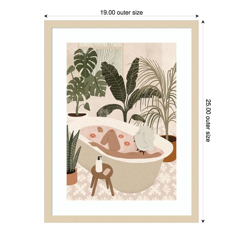 Home Spa Day by Victoria Barnes Wood Framed Wall Art Print - Brown
