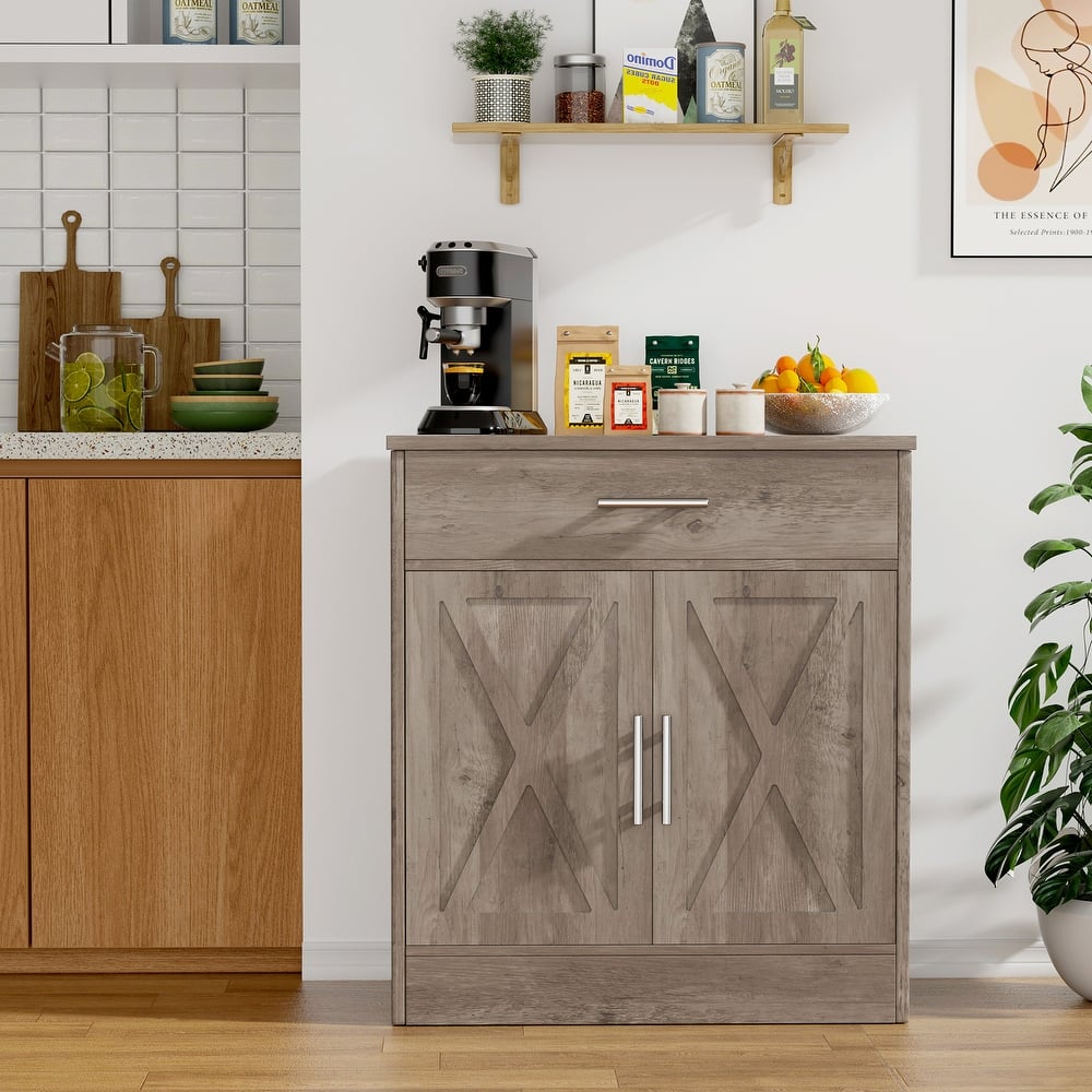 Farmhouse 2-Door Buffet Sideboard, Versatile Storage Cabinet with Drawer